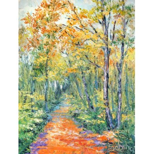 Sabiha Nasar-ud-deen, Forest Pathways 2, 18 x 24 Inch, Oil with knife on Canvas, Landscape Painting, AC-SBND-014